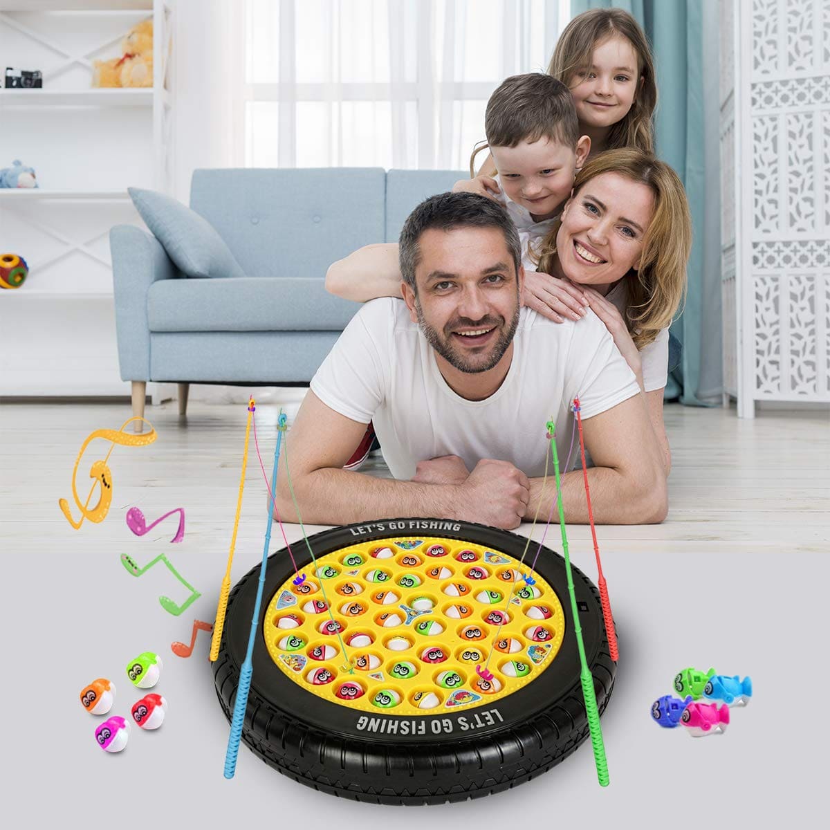 Musical Rotating Tyre Fishing Game