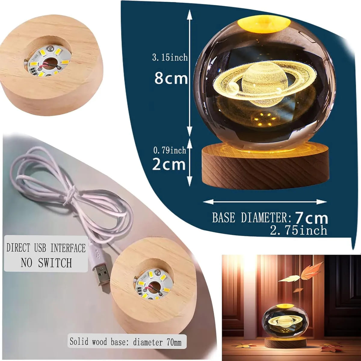 3D Crystal Ball Night Lamp