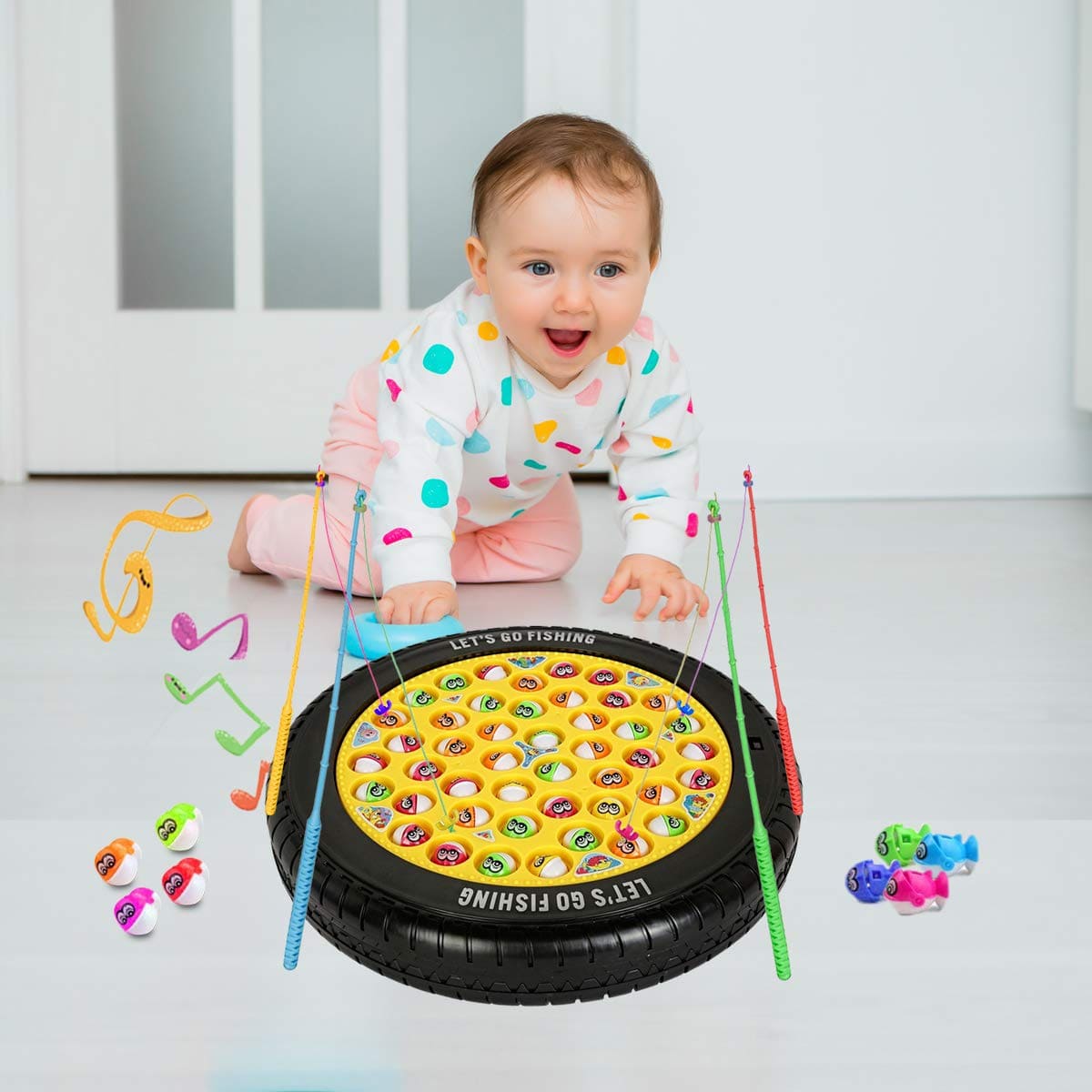 Musical Rotating Tyre Fishing Game